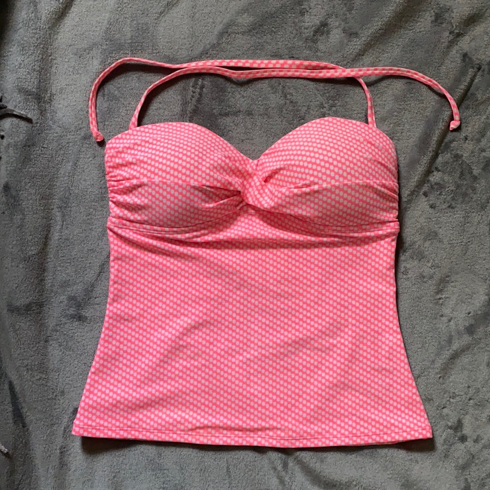 Pink and White Tankini Top